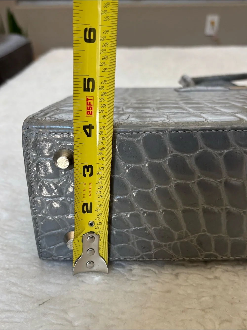 Giorgio Fedon 1919 Gray Croc-Embossed Business Large Satchel/Tote Bag